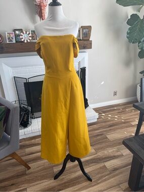 Off-Shoulder Wide-Leg Jumpsuit in Mustard